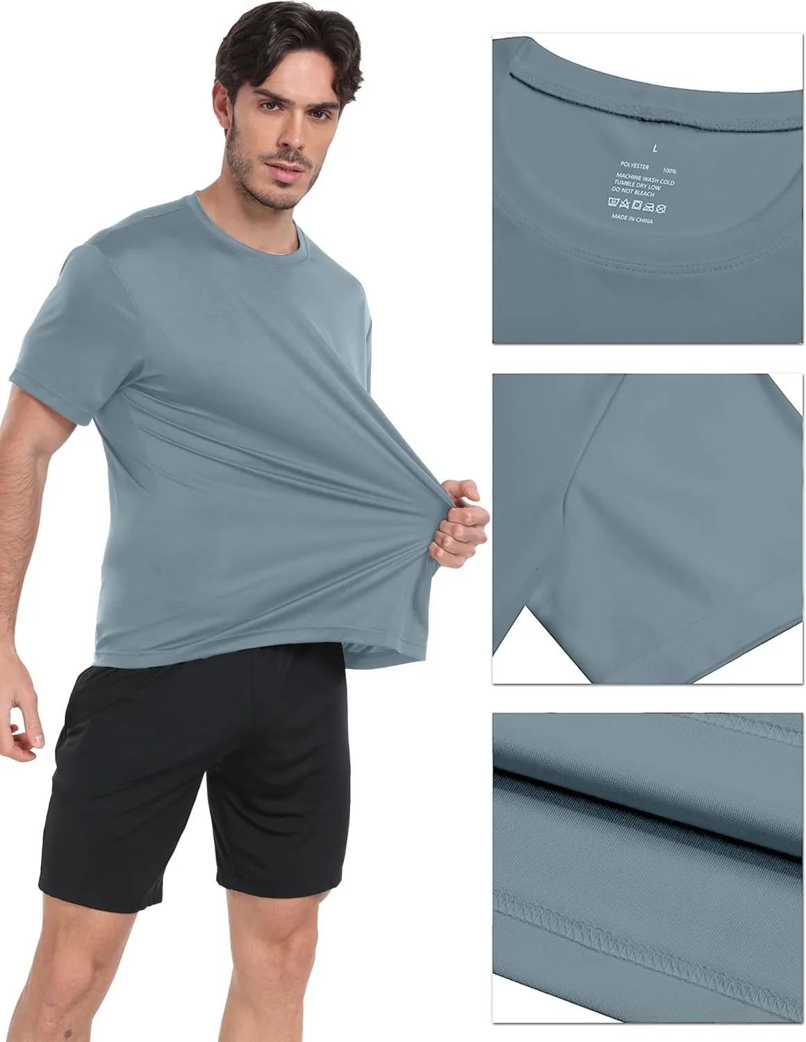 1/5 Pack Workout Shirts for Men Athletic Running Gym Quick Dry Short Sleeve Performance Moisture Wicking T Shirt