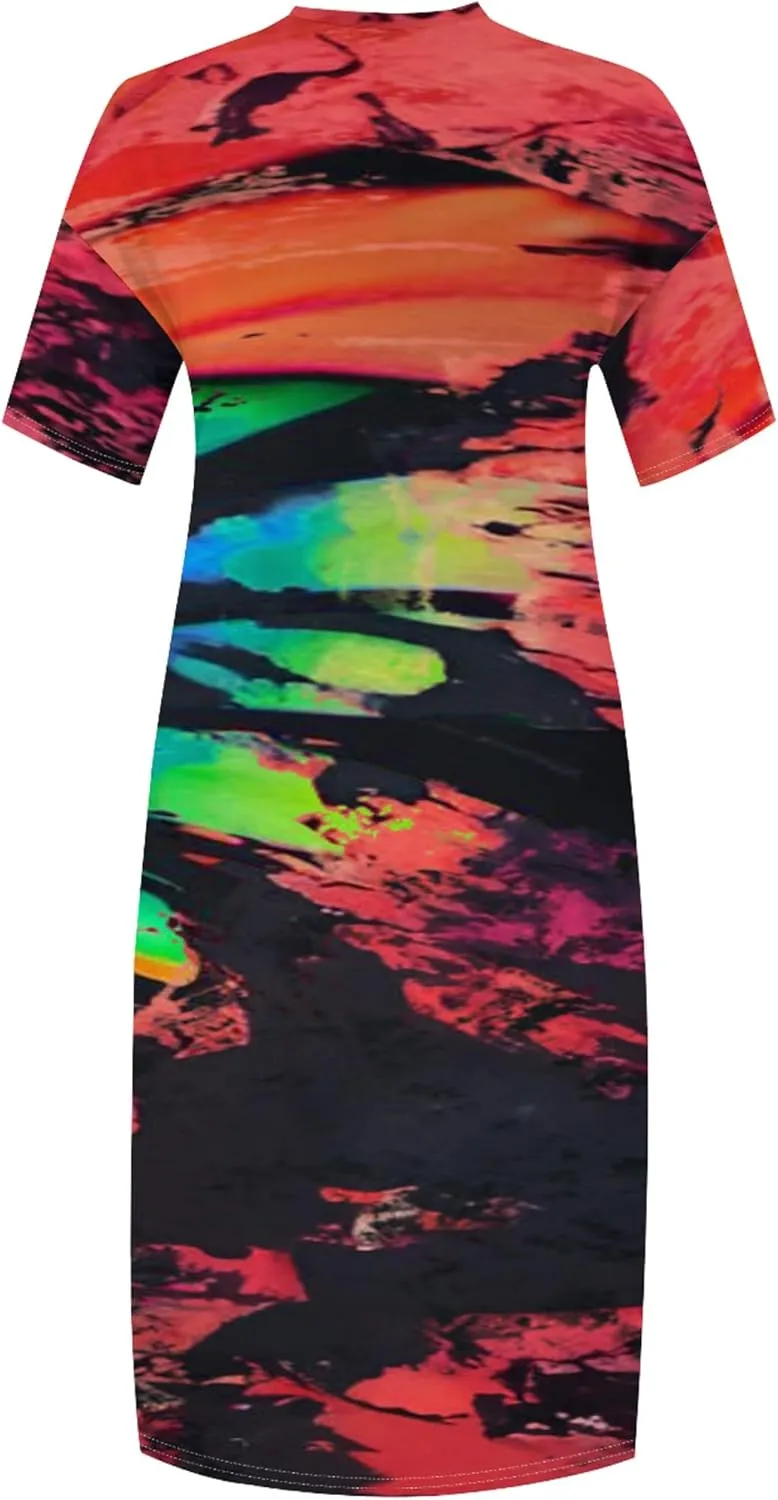 2024 Fahion Women's Plus Size Maxi Dresses Summer V Neck Casual Short Sleeve Party Long Sundress XL-6XL with Pockets