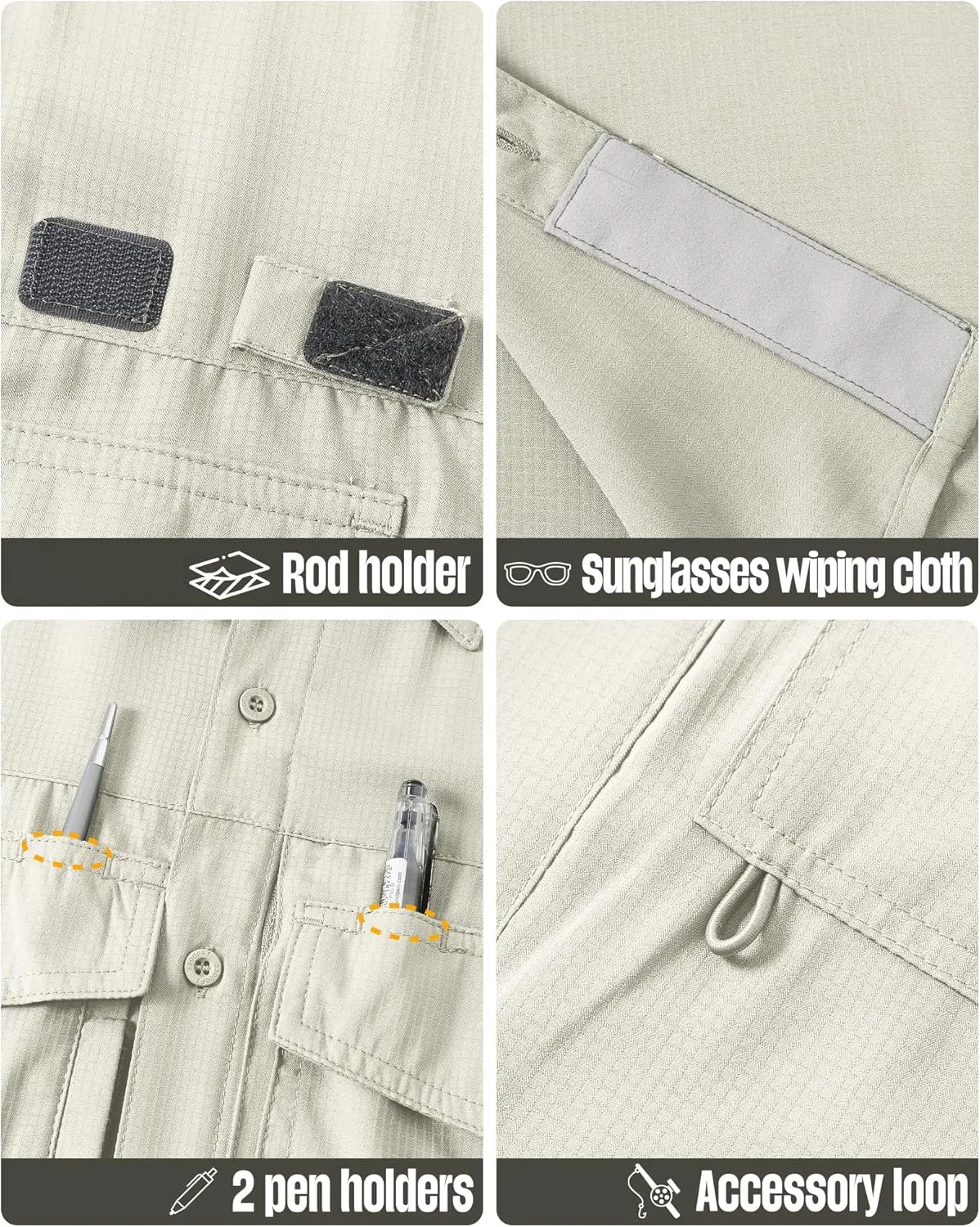 33,000ft Men's Fishing Shirts Lightweight Cool Quick Dry Sun Protection UV Short Sleeve Shirt for Casual Hiking Safari Travel
