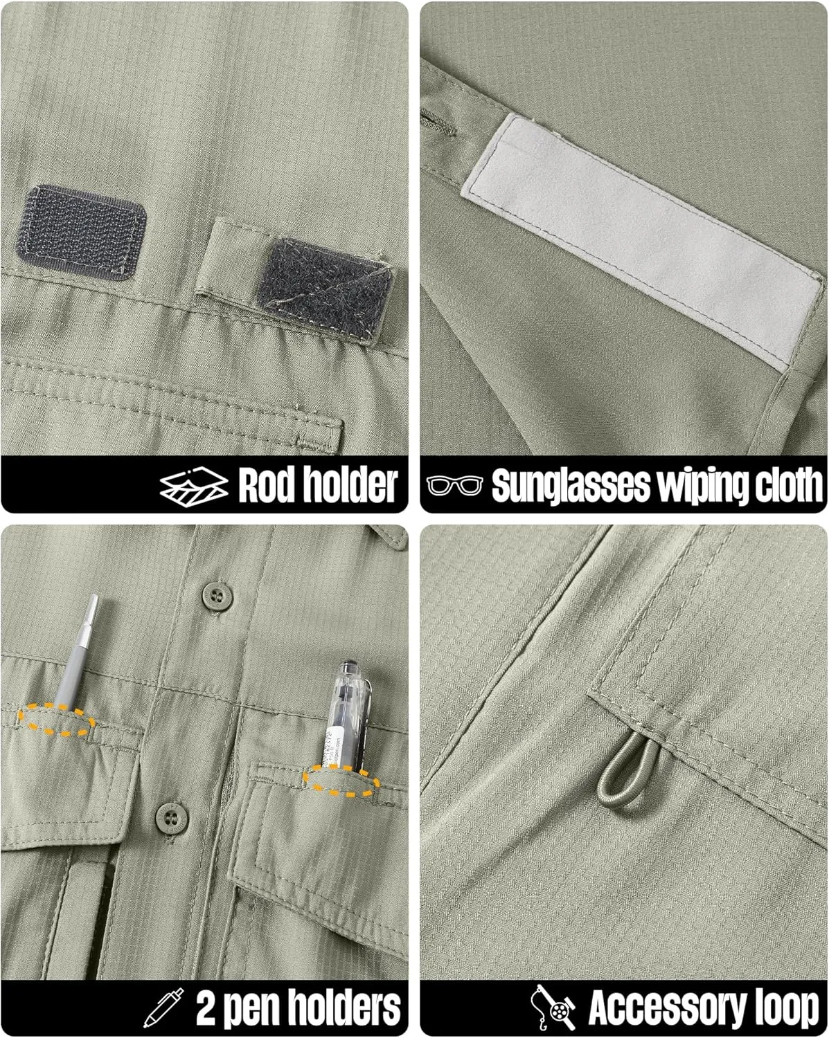 33,000ft Men's Fishing Shirts Lightweight Cool Quick Dry Sun Protection UV Short Sleeve Shirt for Casual Hiking Safari Travel