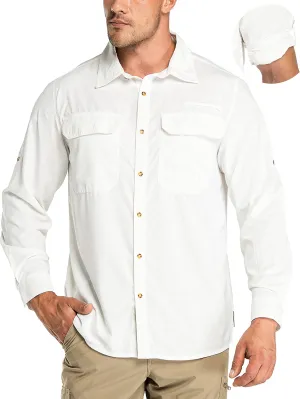 33,000ft Men's Long Sleeve Sun Protection Shirt UPF 50  UV Quick Dry Cooling Fishing Shirts for Travel Safari Camping Hiking