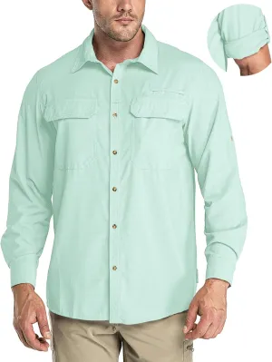 33,000ft Men's Long Sleeve Sun Protection Shirt UPF 50  UV Quick Dry Cooling Fishing Shirts for Travel Safari Camping Hiking