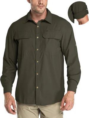 33,000ft Men's Long Sleeve Sun Protection Shirt UPF 50  UV Quick Dry Cooling Fishing Shirts for Travel Safari Camping Hiking