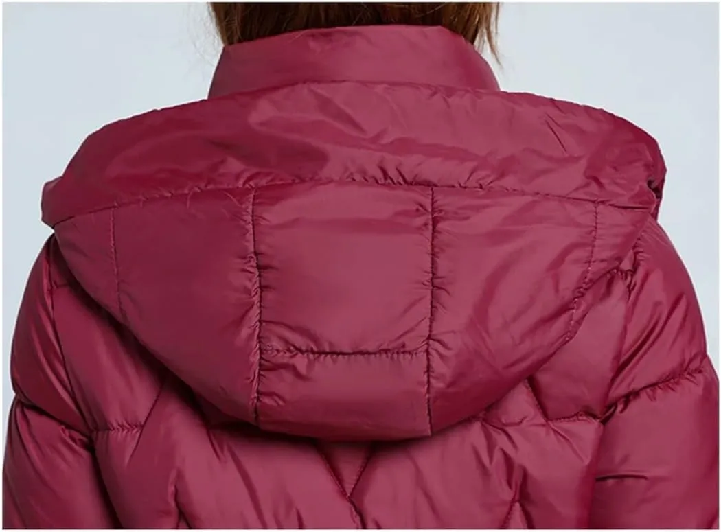 Adhdyuud Womens Solid Warm Winter Long Jacket With Pocket Zipper Cotton-Padded Coat Winter
