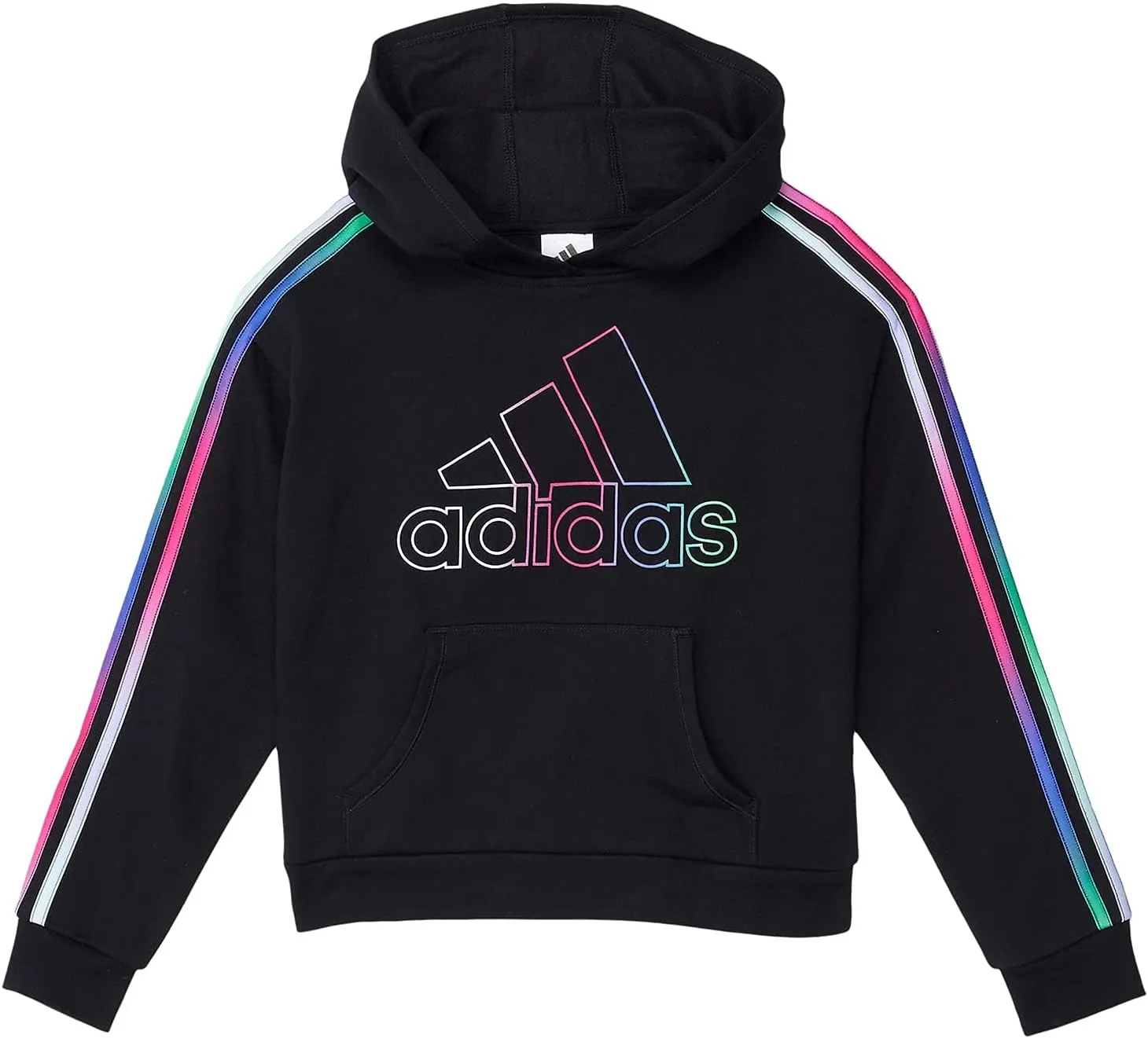 adidas Girls' Multicolor 3-Stripes Fleece Pullover Hoodie