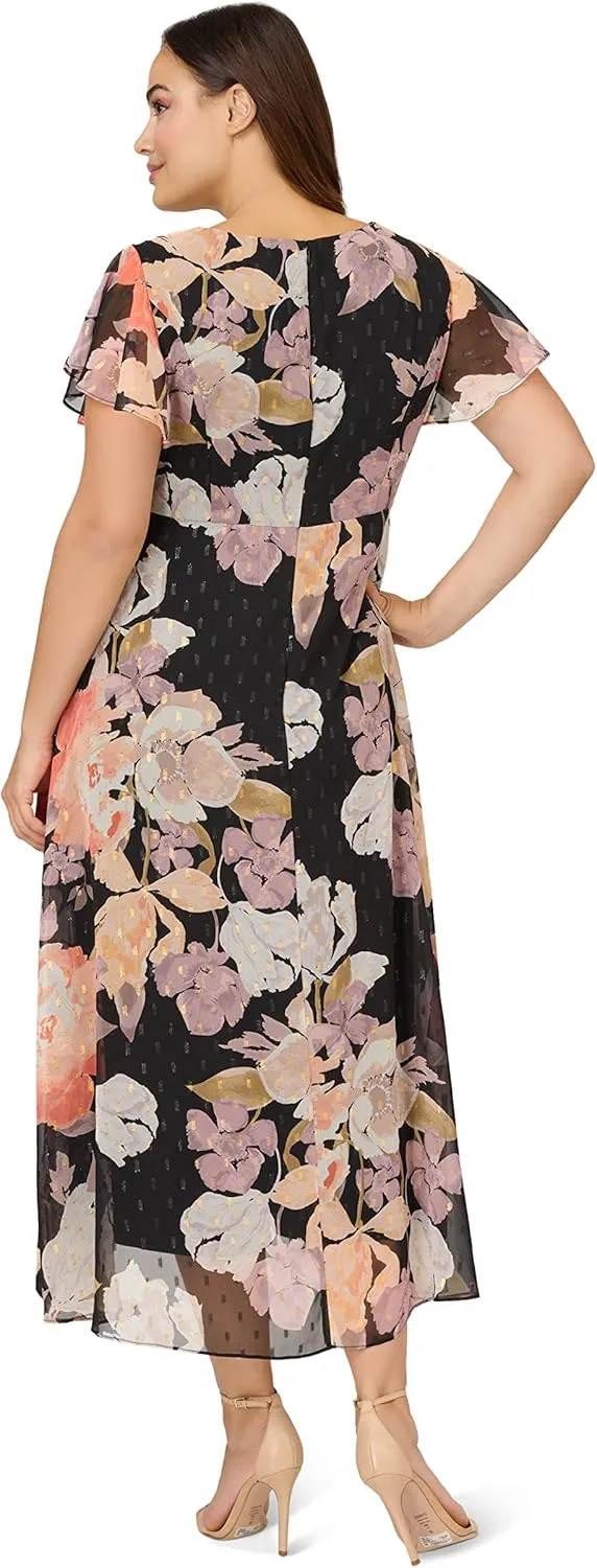 Adrianna Papell womens Floral Chiffon Jumpsuit