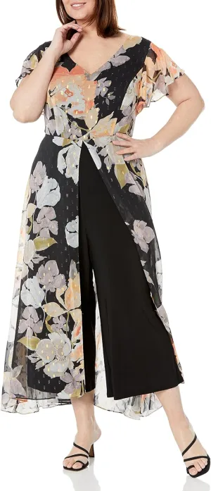 Adrianna Papell womens Floral Chiffon Jumpsuit