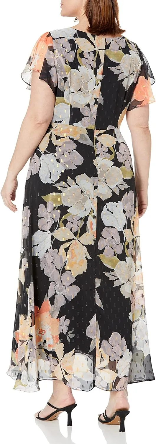 Adrianna Papell womens Floral Chiffon Jumpsuit