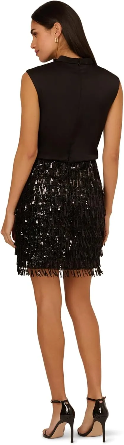 Adrianna Papell Women's Fringe Sequin Mini Dress