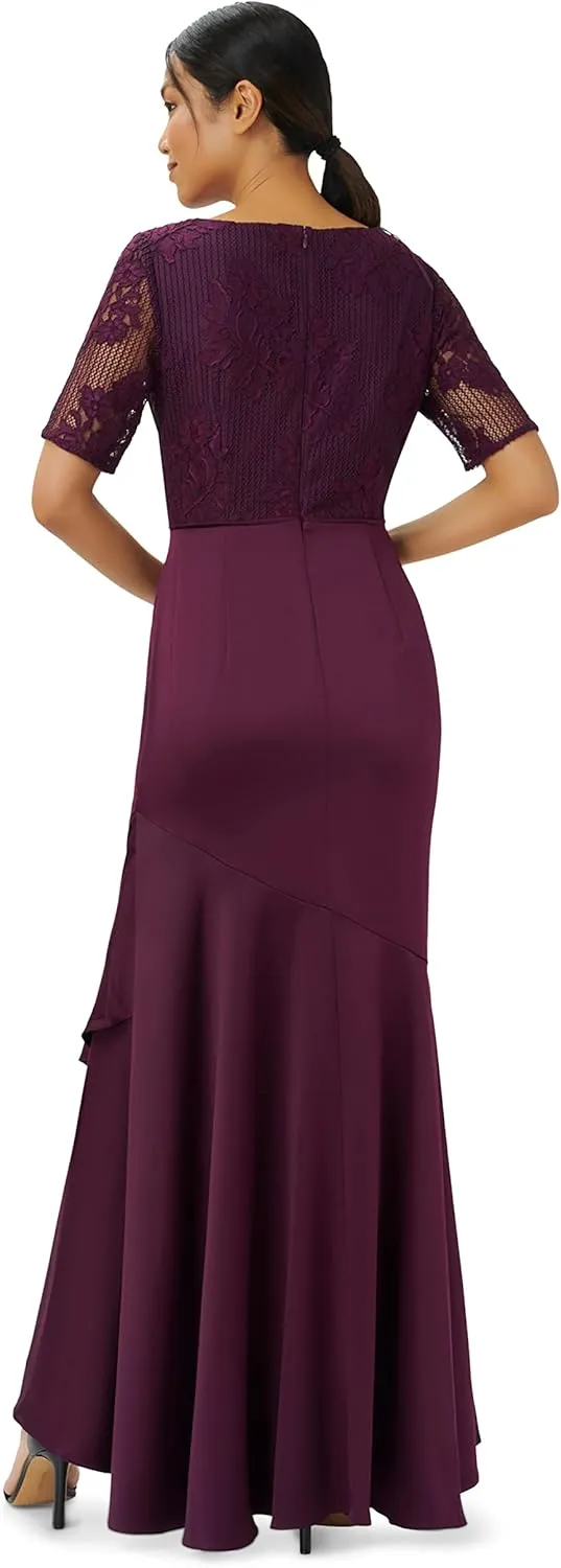 Adrianna Papell Women's Lace Satin Crepe Gown