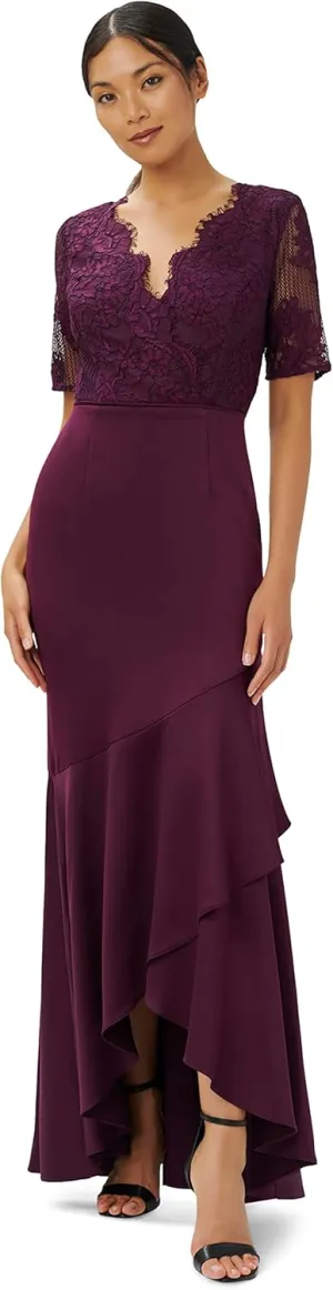 Adrianna Papell Women's Lace Satin Crepe Gown