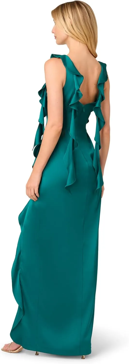 Adrianna Papell Women's Stretch Satin Long Dress