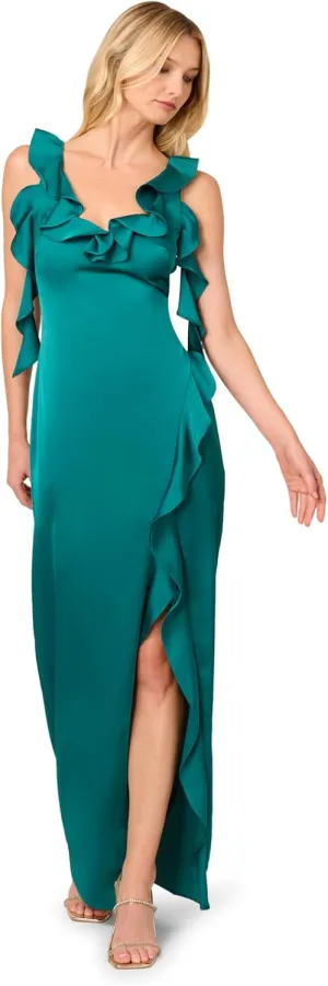 Adrianna Papell Women's Stretch Satin Long Dress