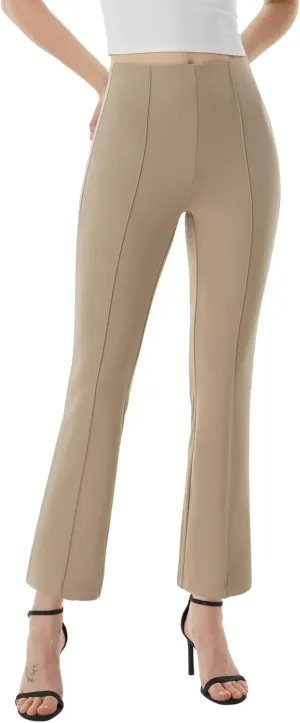 AFITNE Women's Yoga Dress Pants with Pockets Stretchy Pull On High Waisted Cropped Pants Work Casual Ankle Pants