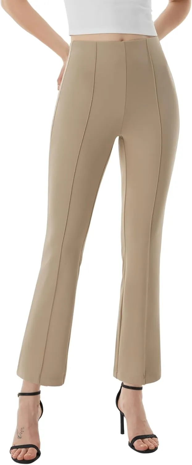 AFITNE Women's Yoga Dress Pants with Pockets Stretchy Pull On High Waisted Cropped Pants Work Casual Ankle Pants