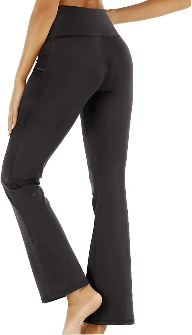 AIFARLD Bootcut Yoga Pants for Women with Pockets Flare Leggings Wide Leg High Waist Workout Tummy Control Gym