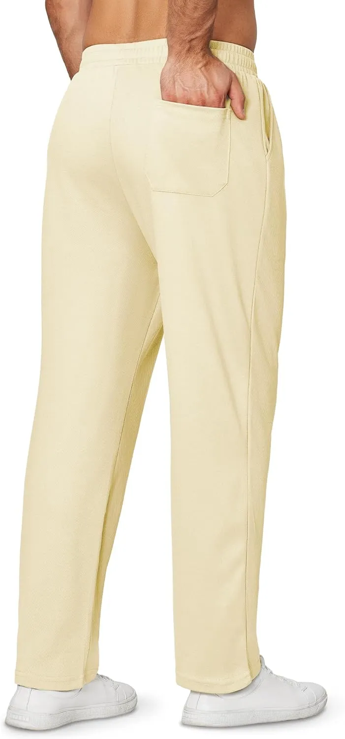Alimens & Gentle Mens Sweatpants Casual Open Bottom Sweat Pants for Men Drawstring Workout Pants with Pockets