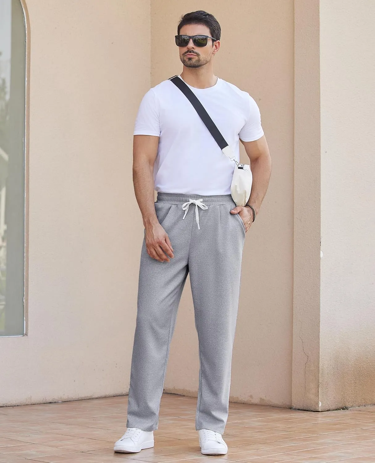 Alimens & Gentle Mens Sweatpants Casual Open Bottom Sweat Pants for Men Drawstring Workout Pants with Pockets