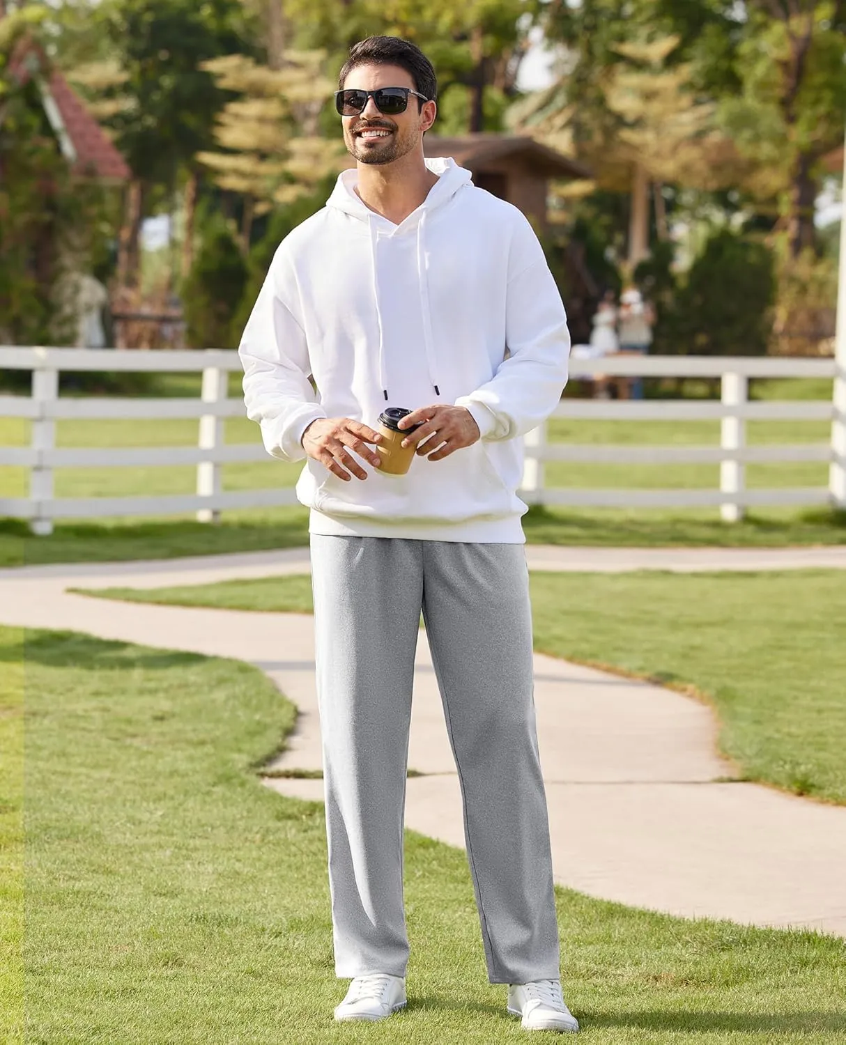 Alimens & Gentle Mens Sweatpants Casual Open Bottom Sweat Pants for Men Drawstring Workout Pants with Pockets