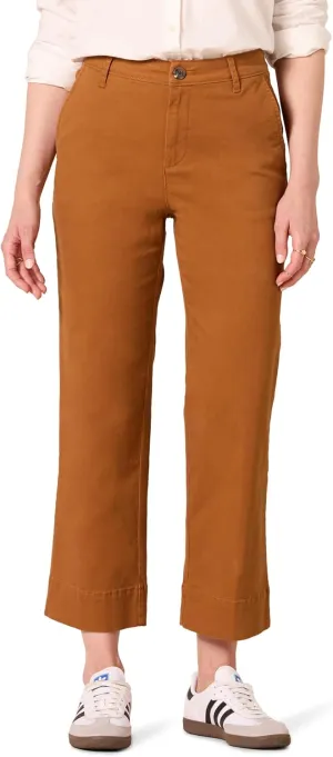 Amazon Essentials Women's High-Rise Regular-Fit Ankle-Length Wide-Leg Khaki Pant