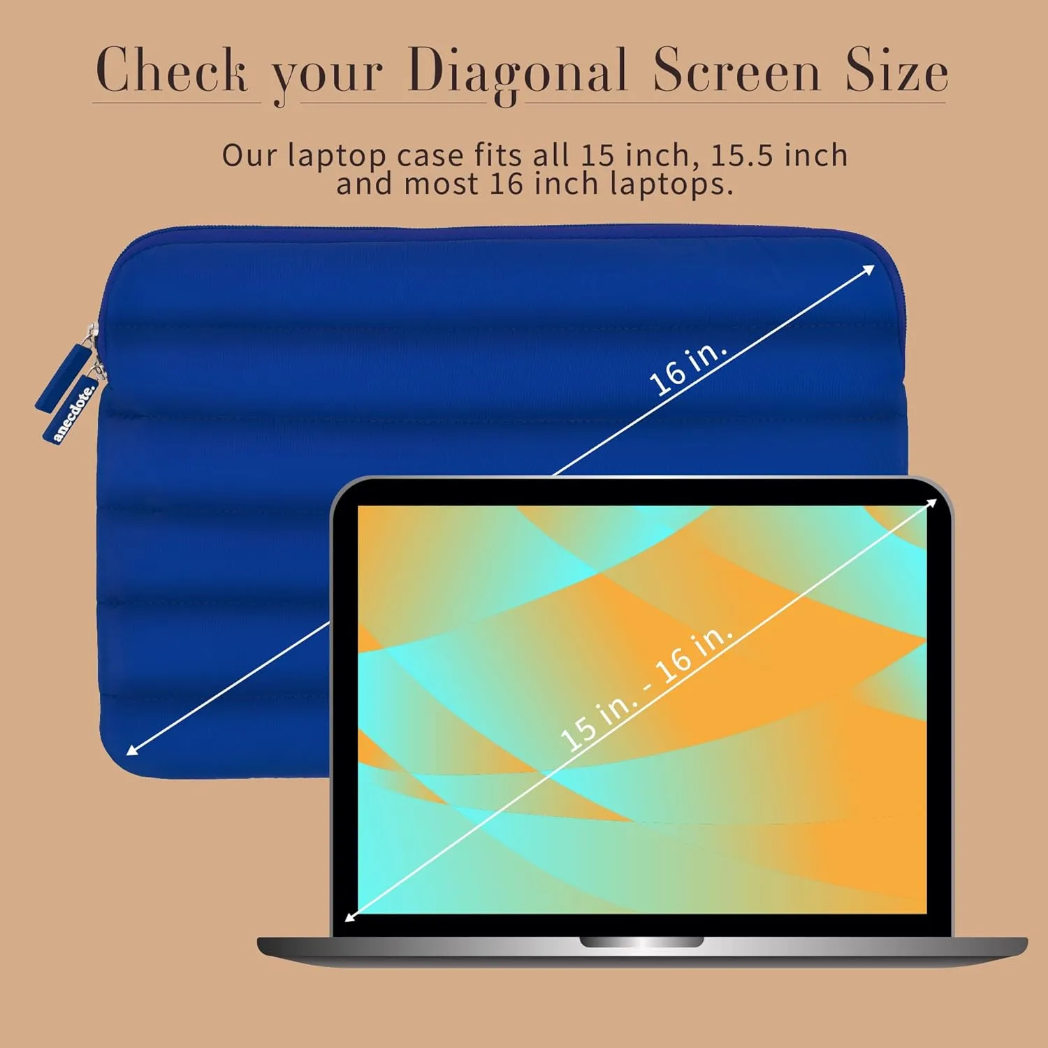 ANECDOTE Laptop Case 15-16 Inch  A Perfect Laptop Sleeve - Compatible with MacBook Air/Pro 15 inch M3 M2 M1 Chip Pro Max 2023-2021  Fits Well, Made of 100% Nylon with Aesthetic Design (Royal Blue)