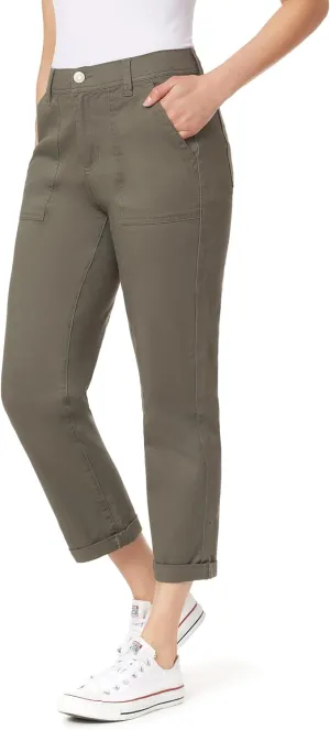 Angels Forever Young Women's Everflex Classic Twill Convertible Straight Mid-Rise Pants