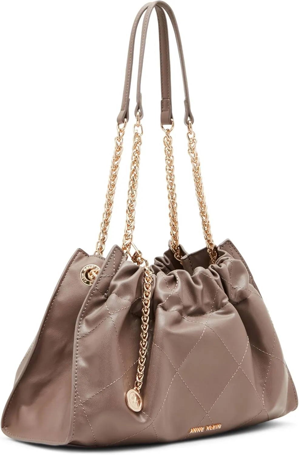 Anne Klein Quilted Stitched Cinched Closure Satchel