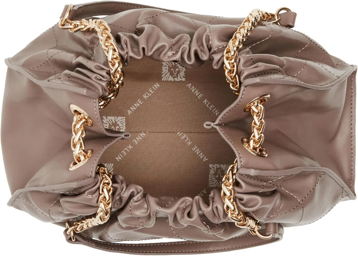 Anne Klein Quilted Stitched Cinched Closure Satchel