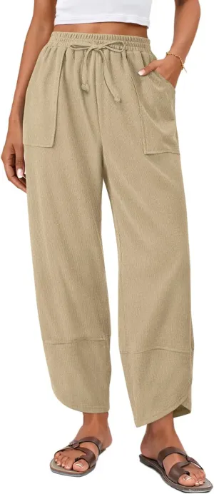 Anymiss Womens Baggy Corduroy Pants Casual Elastic Waisted Palazzo Harem Trousers M-3XL