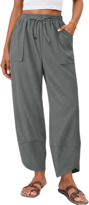 Anymiss Womens Baggy Corduroy Pants Casual Elastic Waisted Palazzo Harem Trousers M-3XL