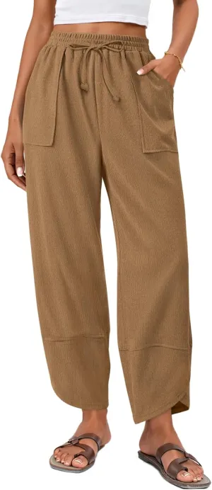 Anymiss Womens Baggy Corduroy Pants Casual Elastic Waisted Palazzo Harem Trousers M-3XL