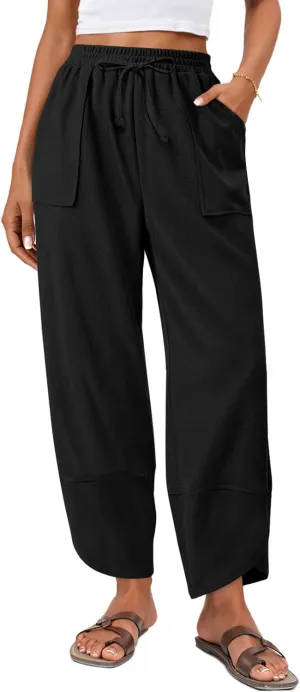 Anymiss Womens Baggy Corduroy Pants Casual Elastic Waisted Palazzo Harem Trousers M-3XL