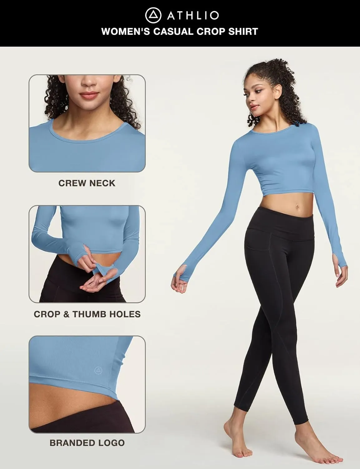 ATHLIO Women's Sports Compression Shirt, Cool Dry Fit Long Sleeve Workout Tops, Athletic Exercise Gym Yoga Shirts
