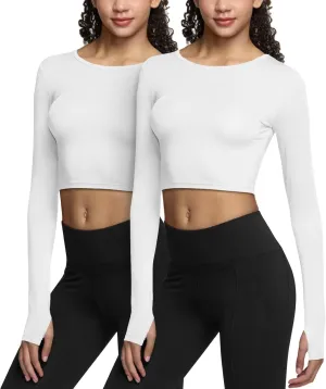 ATHLIO Women's Sports Compression Shirt, Cool Dry Fit Long Sleeve Workout Tops, Athletic Exercise Gym Yoga Shirts