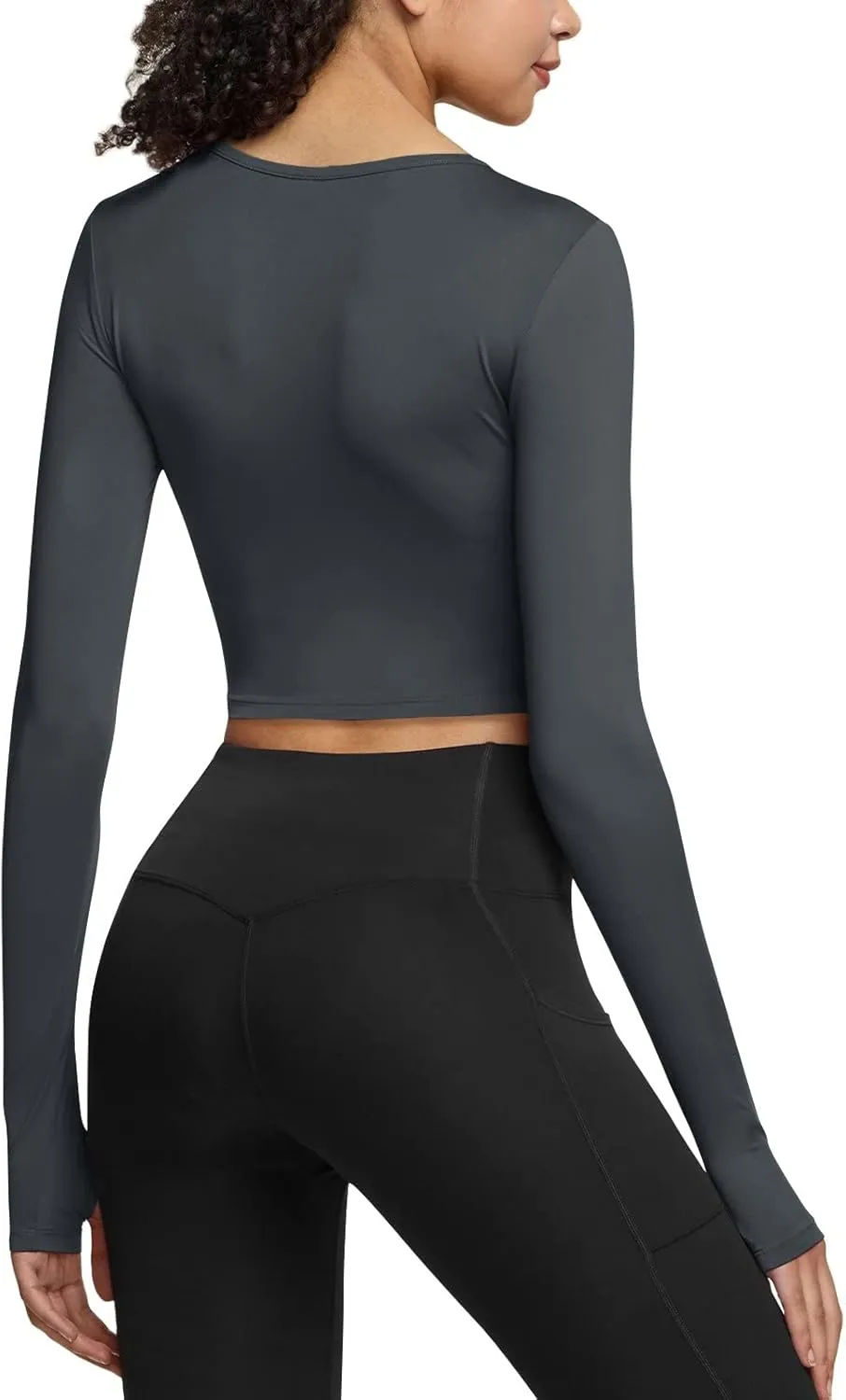 ATHLIO Women's Sports Compression Shirt, Cool Dry Fit Long Sleeve Workout Tops, Athletic Exercise Gym Yoga Shirts