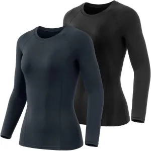 ATHLIO Women's Sports Compression Shirt, Cool Dry Fit Long Sleeve Workout Tops, Athletic Exercise Gym Yoga Shirts