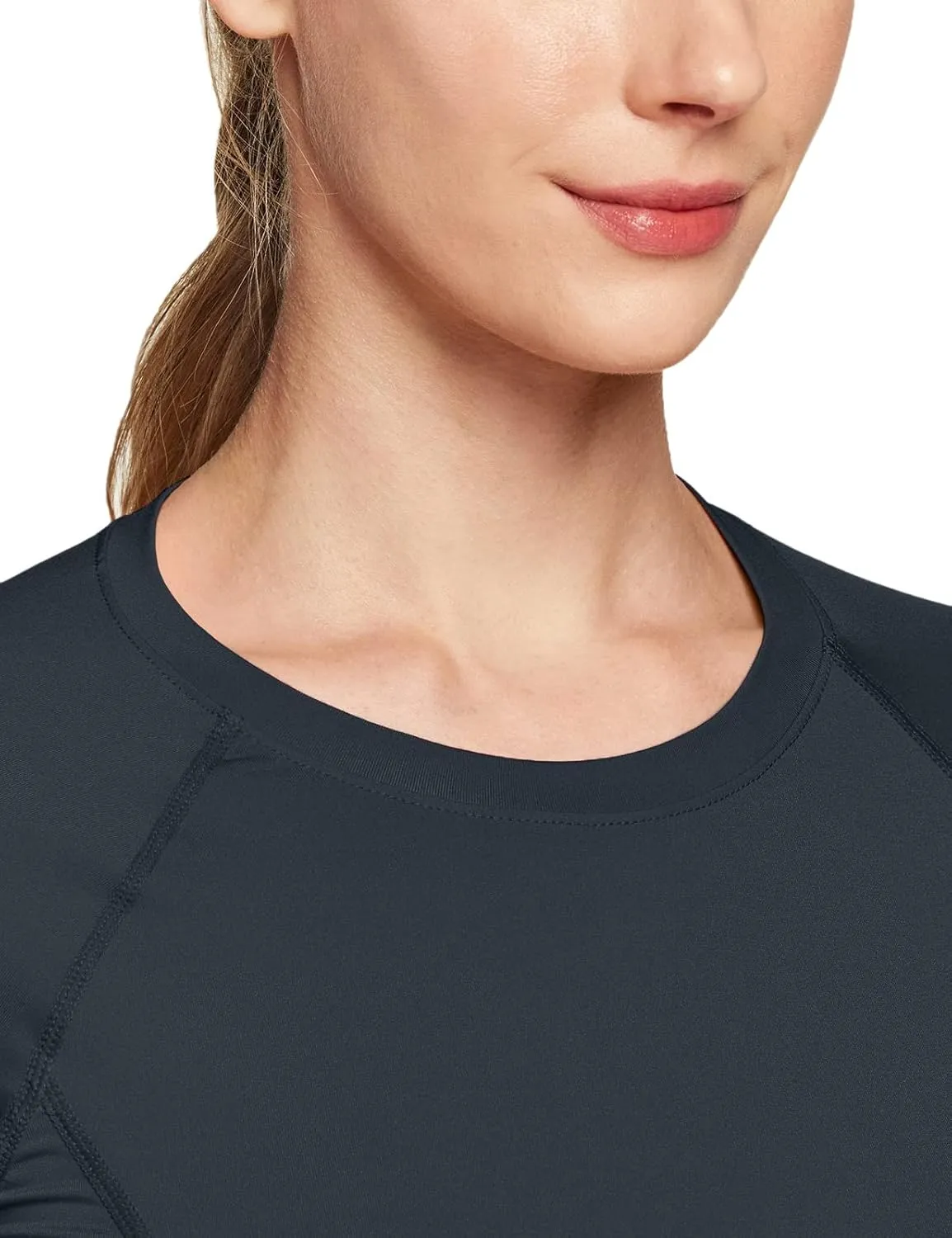ATHLIO Women's Sports Compression Shirt, Cool Dry Fit Long Sleeve Workout Tops, Athletic Exercise Gym Yoga Shirts