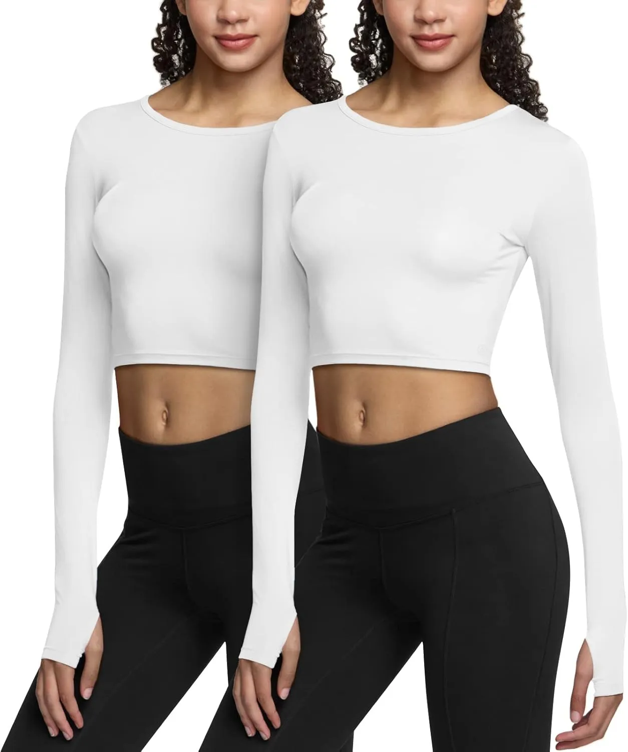 ATHLIO Women's Sports Compression Shirt, Cool Dry Fit Long Sleeve Workout Tops, Athletic Exercise Gym Yoga Shirts