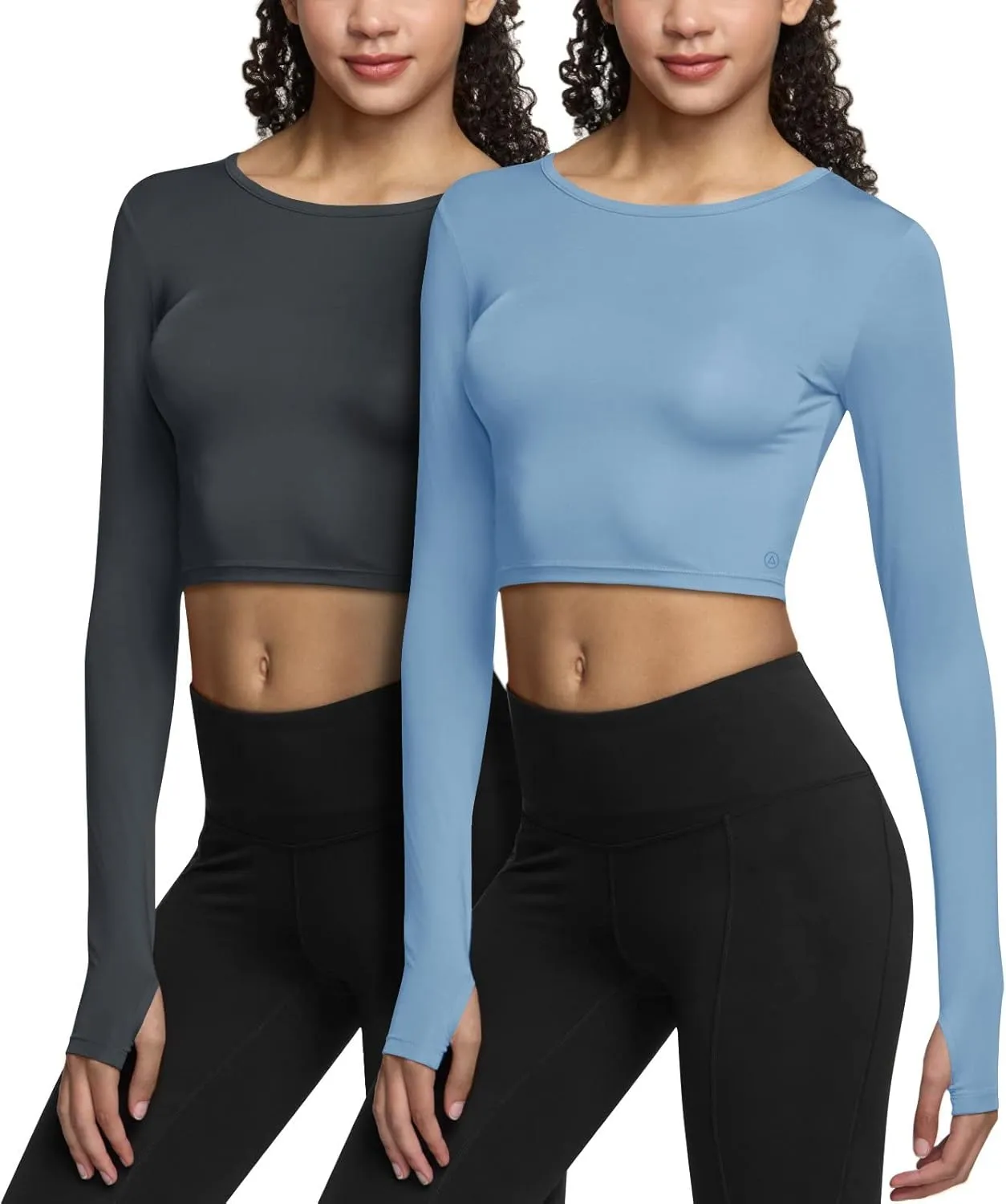 ATHLIO Women's Sports Compression Shirt, Cool Dry Fit Long Sleeve Workout Tops, Athletic Exercise Gym Yoga Shirts