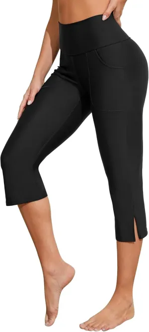 ATTRACO Womens Swim Capri Pants - Capri Swim Leggings for Women