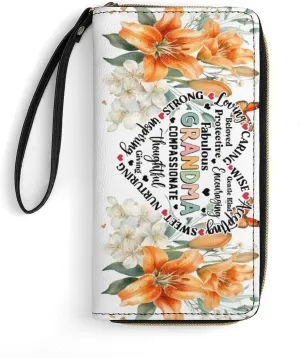 Badiya Personalized Wristlet Wallets Women Credit Card Holder PU Leather Zip Around Large Capacity Mother's Day