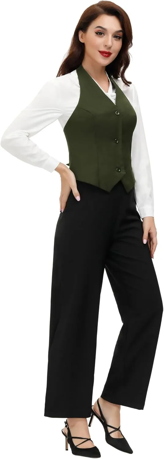 Belle Poque Vest for Work Vintage Button Down Suit Waistcoat