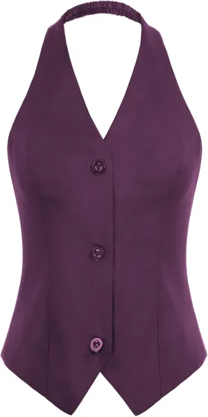 Belle Poque Vest for Work Vintage Button Down Suit Waistcoat