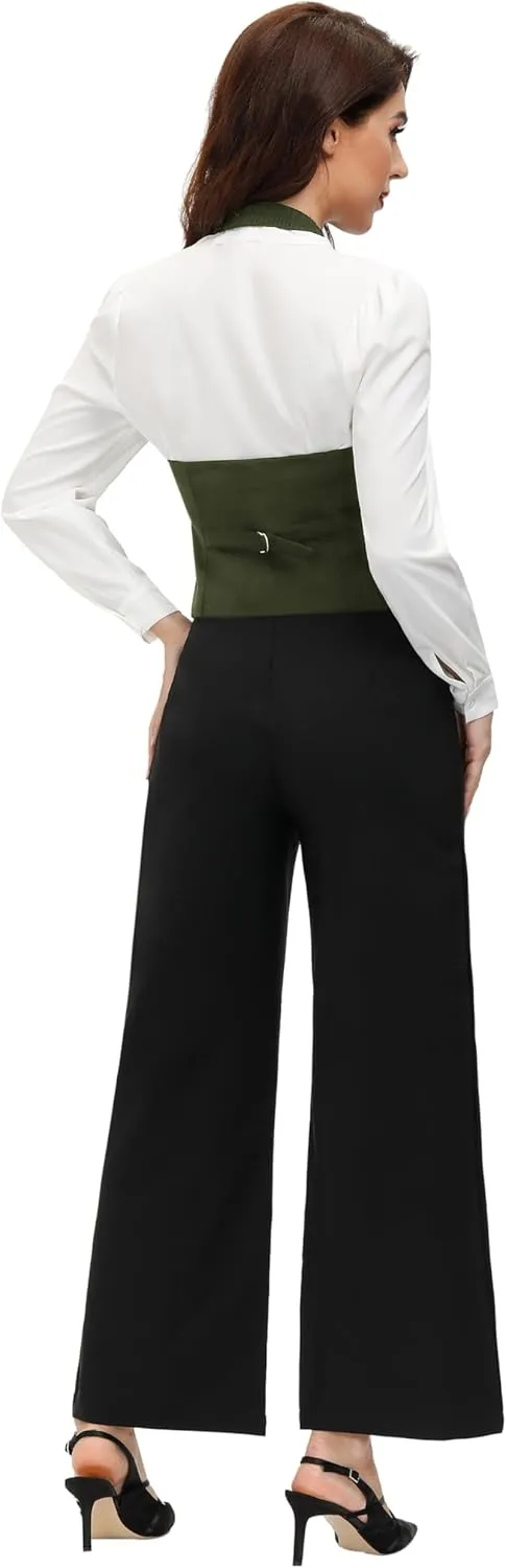 Belle Poque Vest for Work Vintage Button Down Suit Waistcoat