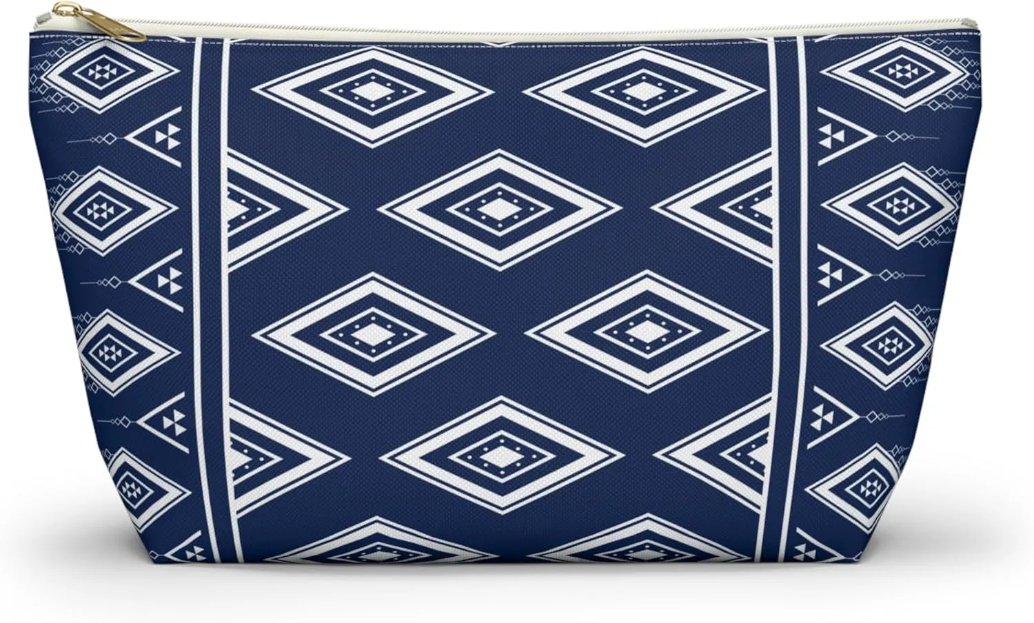 Black and White Checkered Accessory Pouch  Stylish Zippered Makeup Bag, Travel Cosmetic Bag, Pencil Case for Women & Men (Navy Diamond, Large)