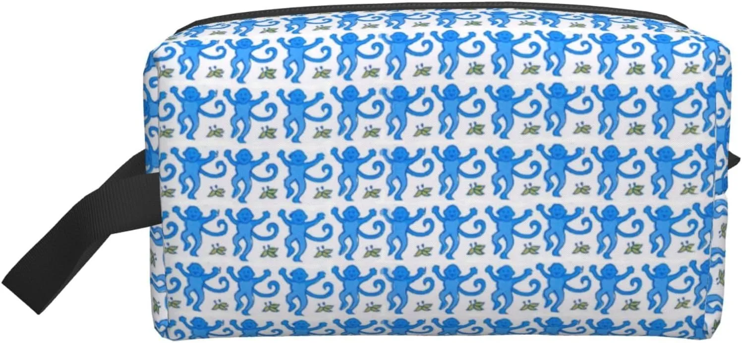 Blue Rabbit Monkey Makeup Bag Travel Cosmetic Bags For Women Portable Pouch For Purse Zipper Toiletry Accessories Storage Bag
