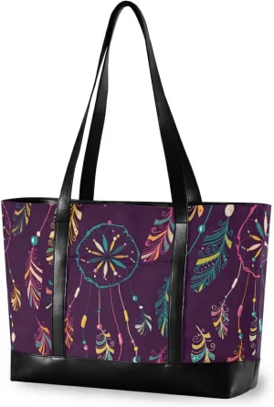 Bolaz Laptop Briefcases for Women Computer Laptop Bag Native Indian American Dream Catcher 15.6in Shoulder Carring Case Bag Handbag Work Business