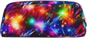 Bright Beautiful Colorful Art Makeup Bag Travel Toiletry Bag Big Pencil Bag for Women Men Leather Zipper Coin Pouch Purse
