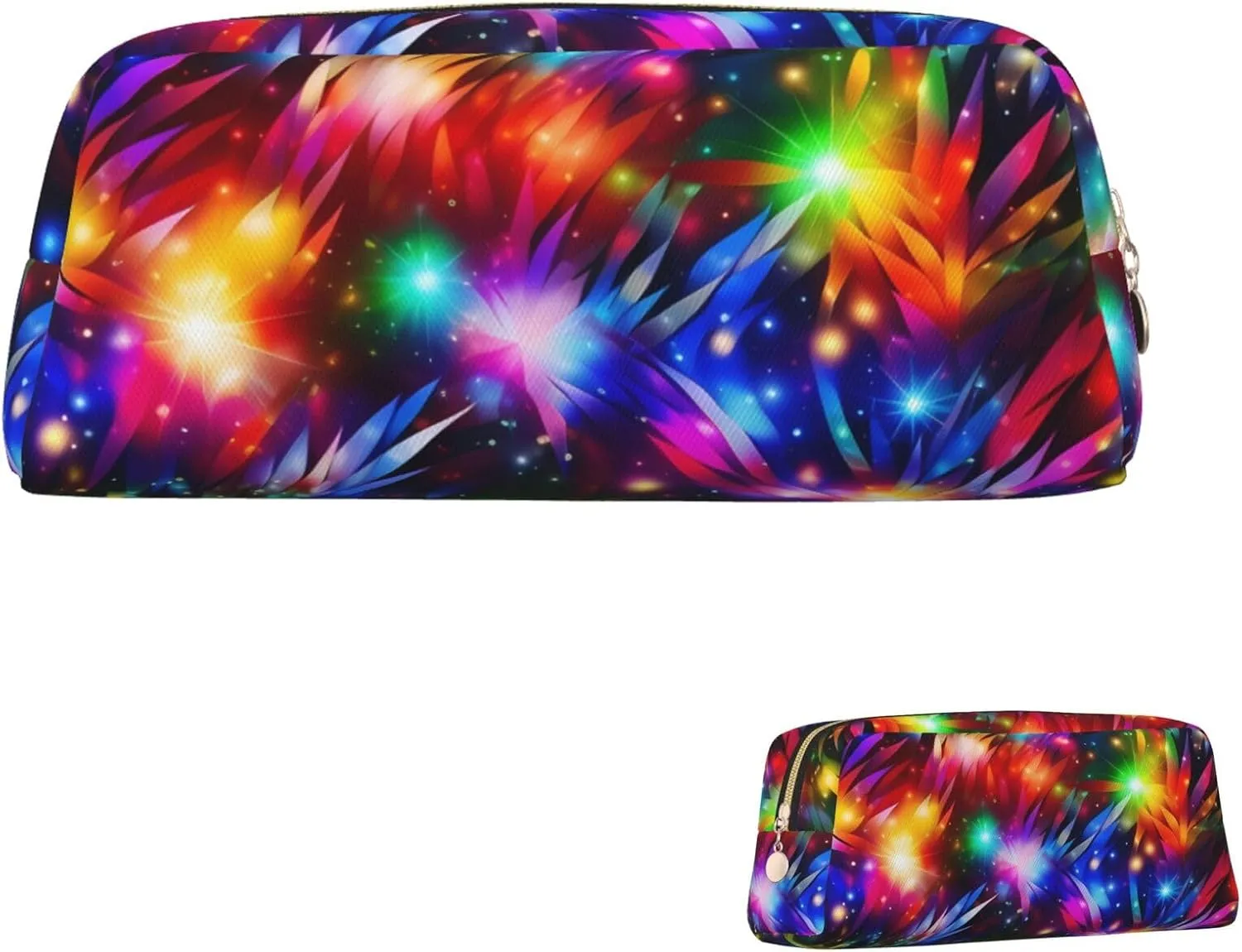Bright Beautiful Colorful Art Makeup Bag Travel Toiletry Bag Big Pencil Bag for Women Men Leather Zipper Coin Pouch Purse
