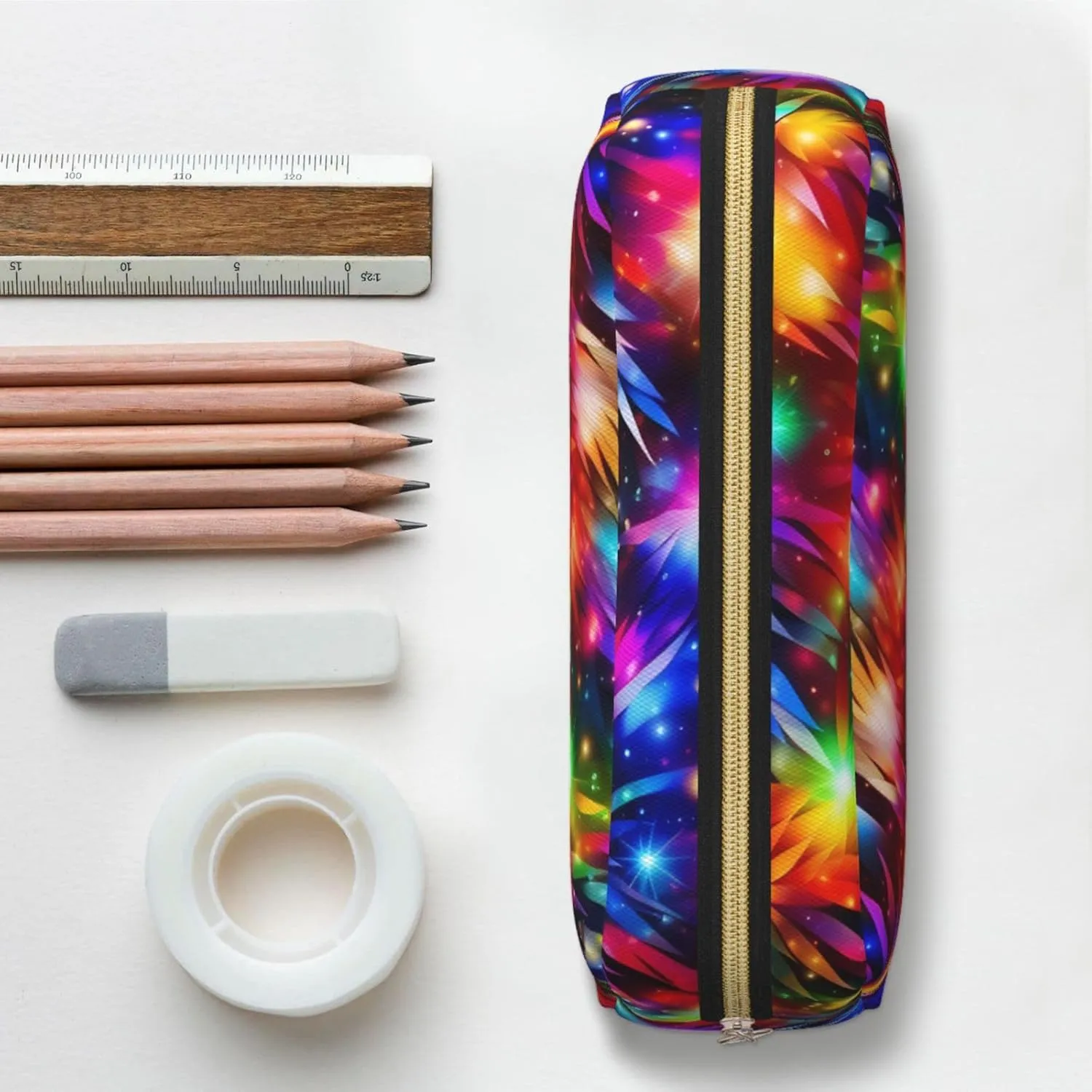 Bright Beautiful Colorful Art Makeup Bag Travel Toiletry Bag Big Pencil Bag for Women Men Leather Zipper Coin Pouch Purse